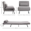 Grey wide armless chair bed