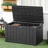 366L Outdoor Storage Box with Handles & Rollers – Double-Walled Weather-Resistant Plastic Chest, Black