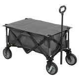 Folding Garden Cart with 4 Wheels, Brakes & Adjustable Handle – 125L Utility Trolley, Dark Grey