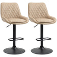 Set of 2 khaki faux leather bar stools