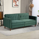Close-up of tufted velvet-feel upholstery
