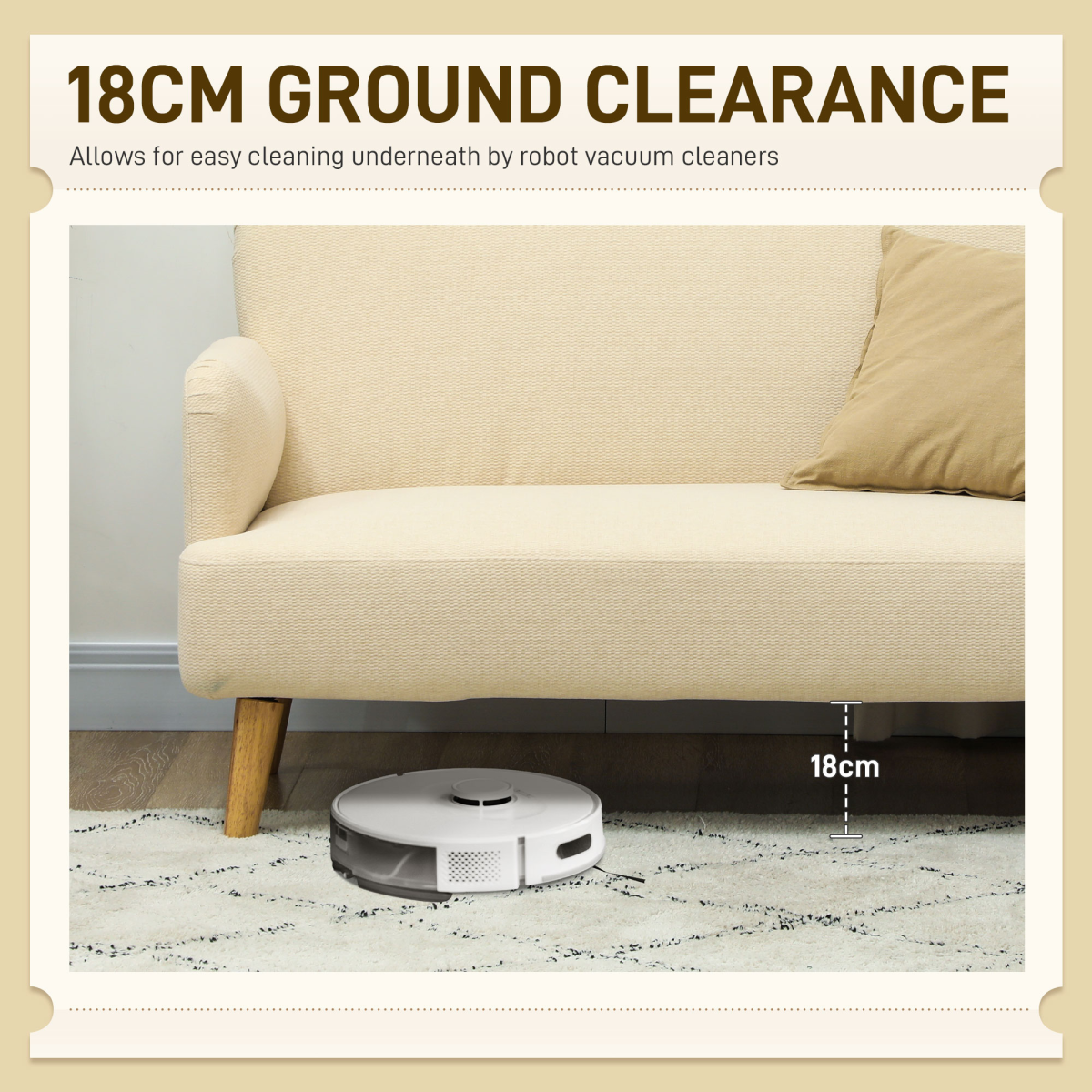 HOMCOM cream sofa, close-up of armrest padding