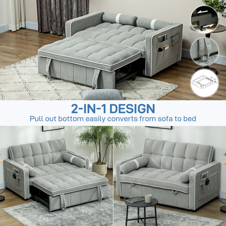 HOMCOM sofa bed 3-level backrest recline