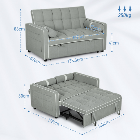 HOMCOM sofa bed with two pillows