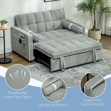 Close-up of HOMCOM sofa bed linen-look fabric