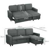 HOMCOM corner sofa bed metal frame and legs detail