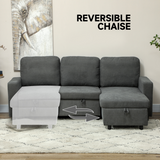 HOMCOM corner sofa bed dimensions diagram