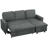 HOMCOM corner sofa bed hidden storage compartment open