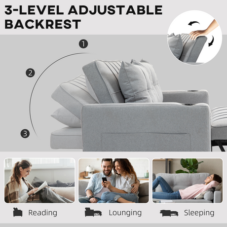 HOMCOM sofa bed backrest adjustable recline positions