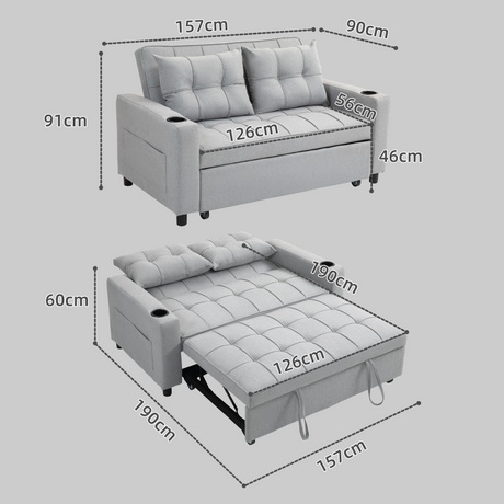HOMCOM sofa bed cushions and pillows detail