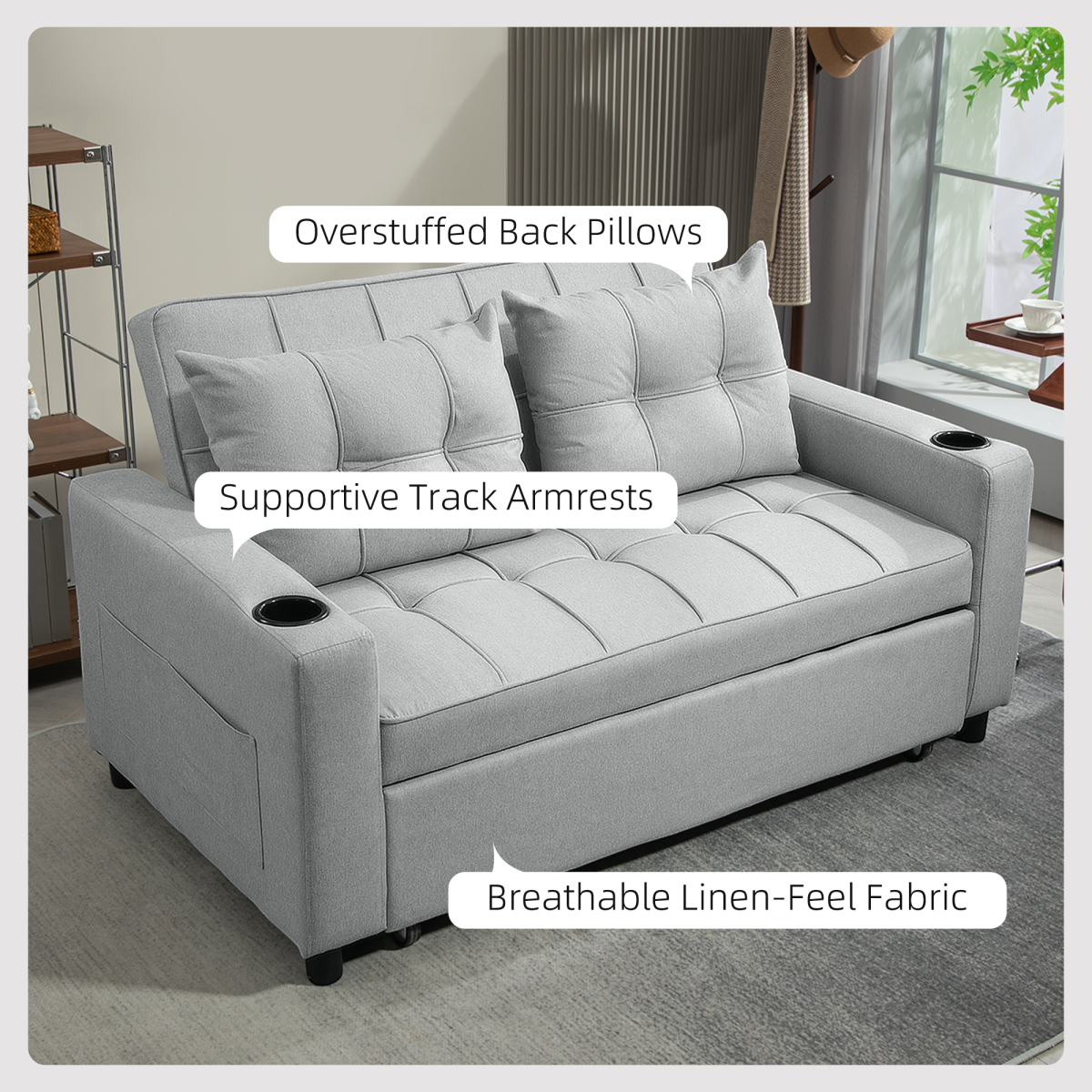 HOMCOM sofa bed dimensions diagram
