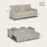 HOMCOM sofa bed with two pillows