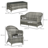 Outsunny rattan sofa set aluminium frame detail