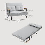 HOMCOM loveseat sofa bed rubber wood armrest detail