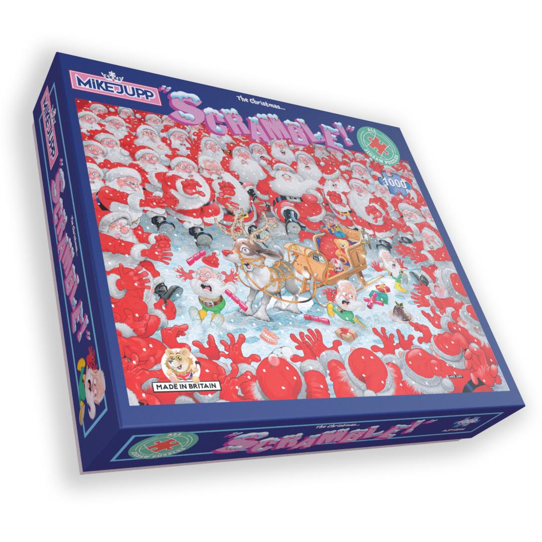 Christmas Scramble by Mike Jupp 1000 Piece Jigsaw Puzzle – Humorous Festive Scene, Family Christmas Gift