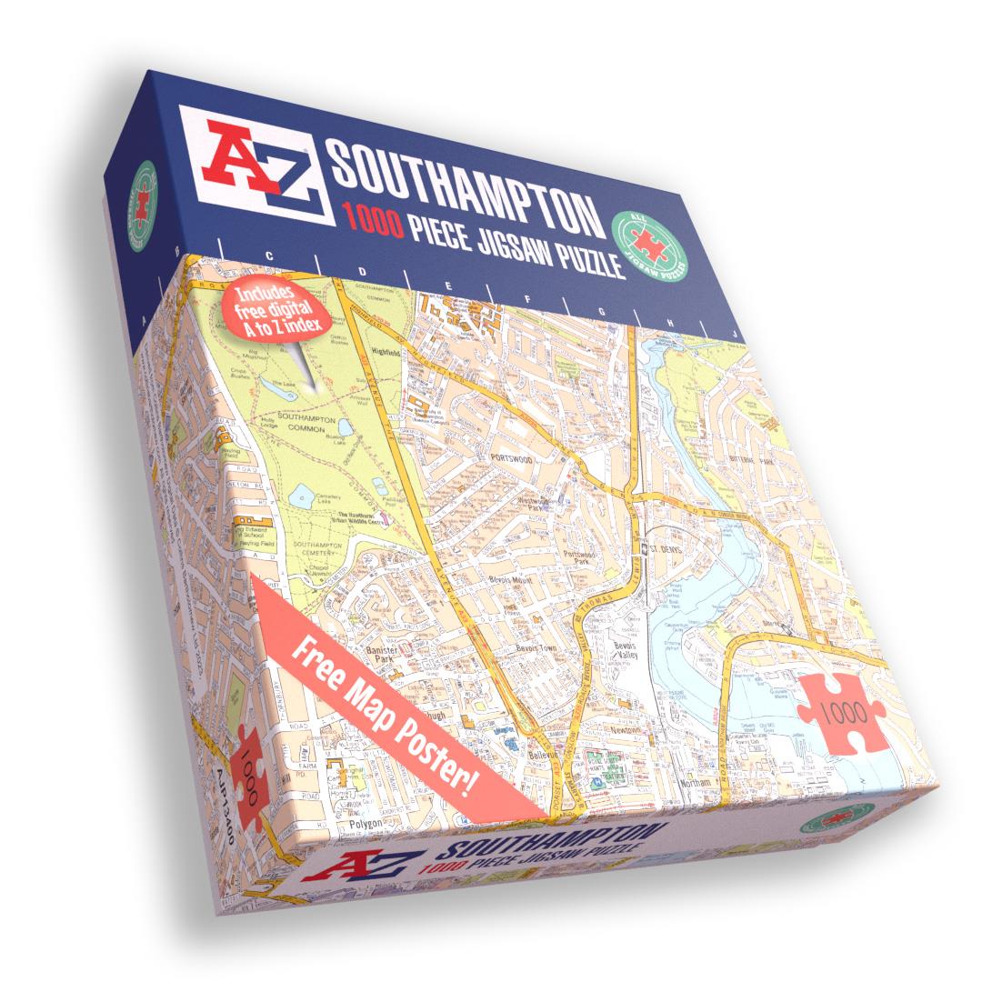 A to Z Southampton Street Map 1000 Piece Jigsaw Puzzle with Guide Print & Full Index – Collins Map Puzzle Gift