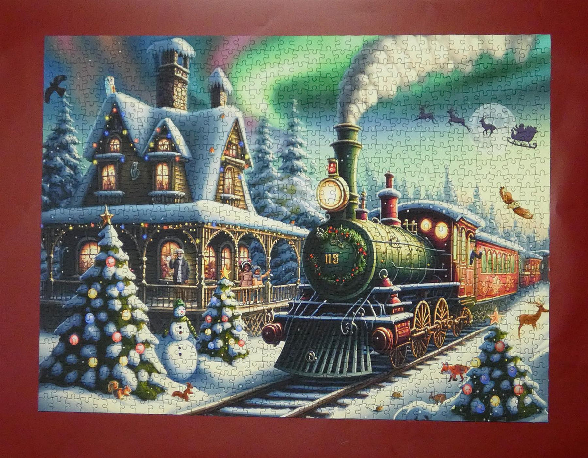 The Christmas Train 1000 Piece Jigsaw Puzzle – Santa's Sleigh Night-Sky Journey, Festive Family Gift