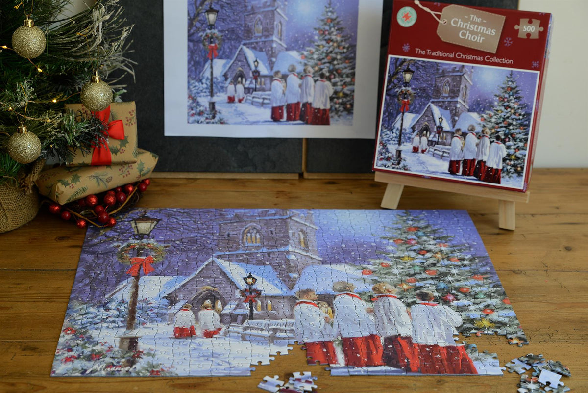 The Christmas Choir 500 Piece Jigsaw Puzzle – Nostalgic Christmas Carol Scene, Family Festive Activity