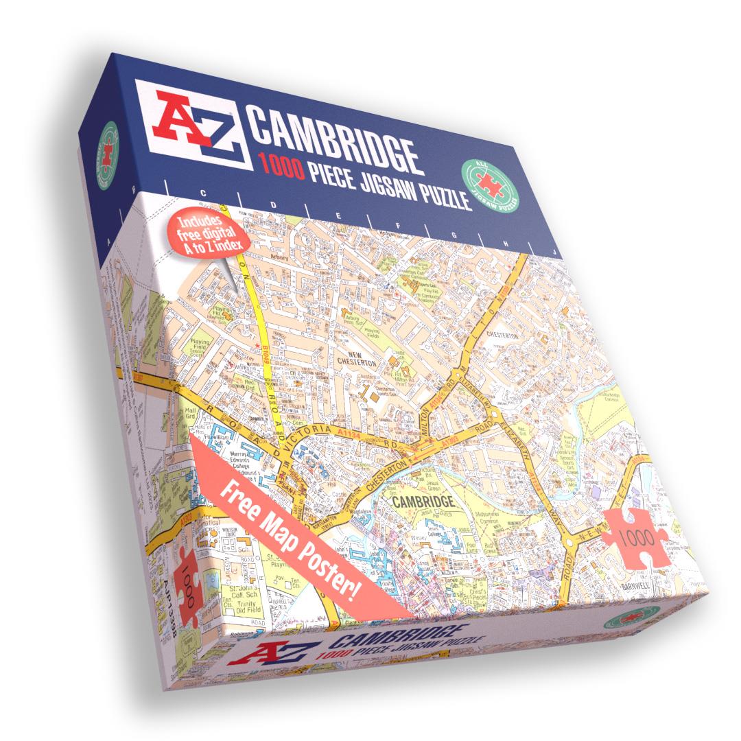 A to Z Cambridge Street Map 1000 Piece Jigsaw Puzzle with Guide Print & Full Index – Collins Map Puzzle Gift