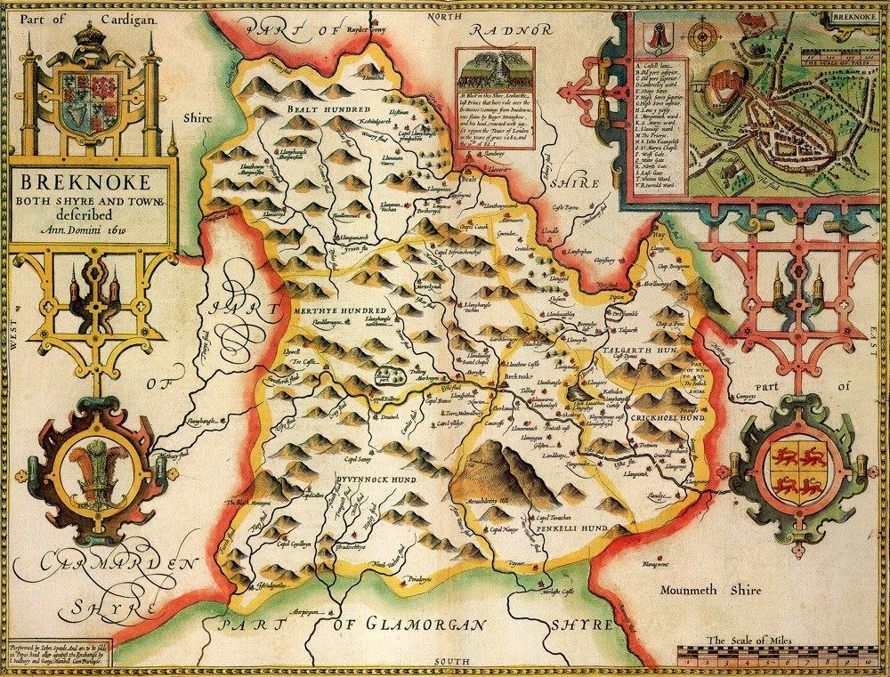 Breconshire Historical Map 1000 Piece Jigsaw Puzzle (1610) – John Speed Atlas Print with Free A3 Guide