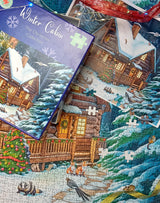 All Jigsaw Puzzles Winter Cabin 1000 Piece Jigsaw Puzzle – Snowy Woodland Scene with Festive Wildlife