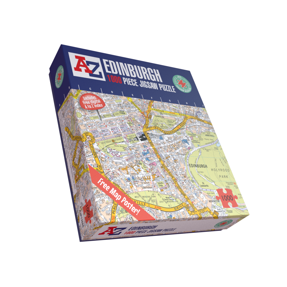 A to Z Map of Edinburgh 1000 Piece Jigsaw Puzzle – Collins Street Map with Guide Print and Full Index