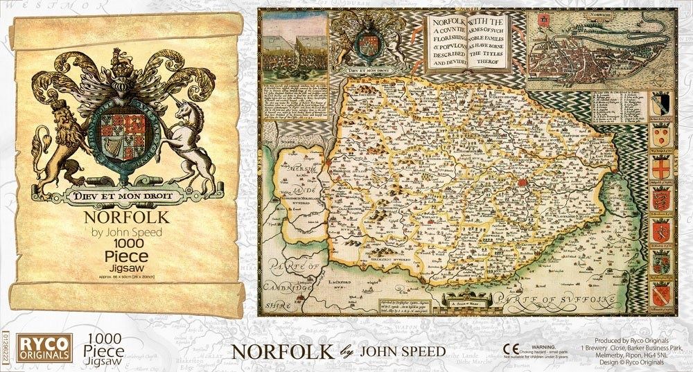 John Speed Northamptonshire Historical Map 1000 Piece Jigsaw Puzzle – 1610 Antique Map, 66 x 50cm