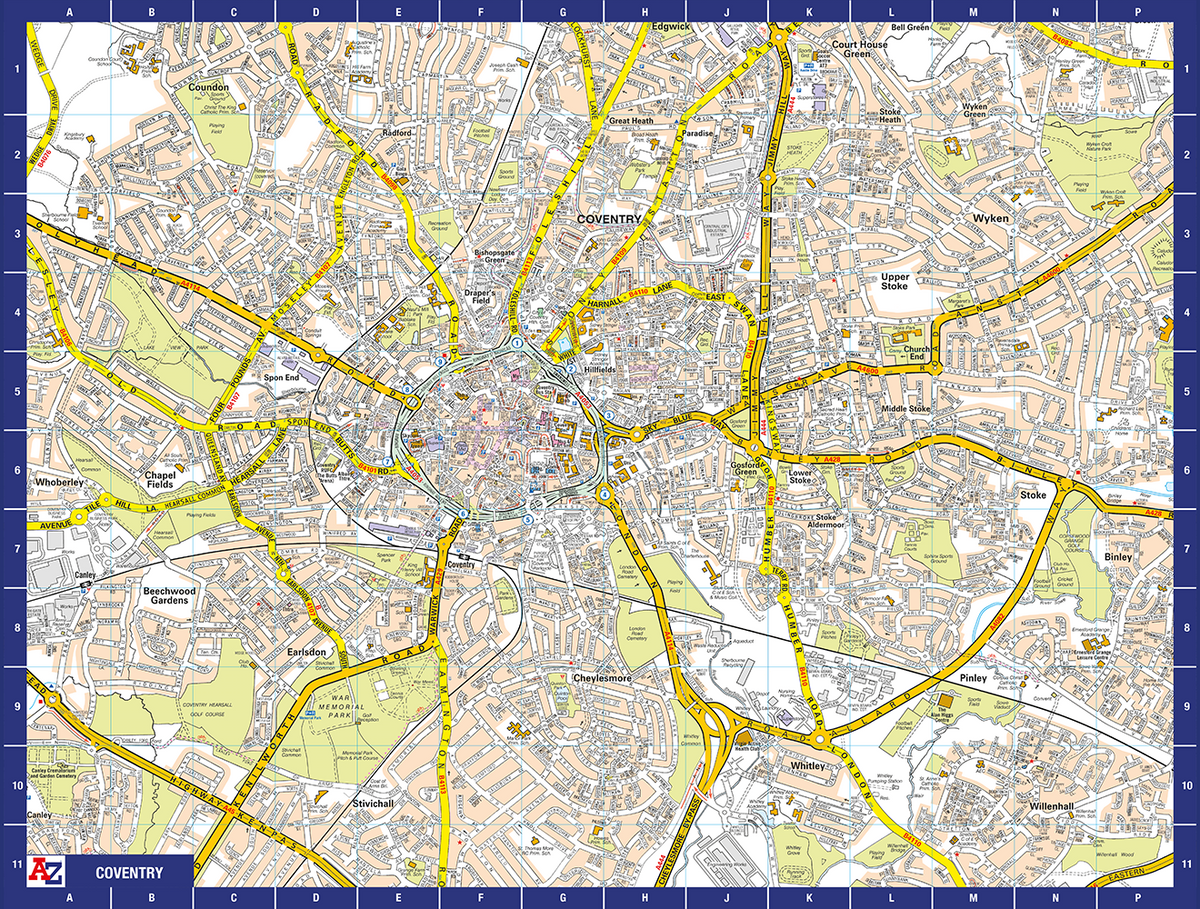 A to Z Map of Coventry 1000 Piece Jigsaw Puzzle with Guide Print & Full Index – Collins Street Map Gift