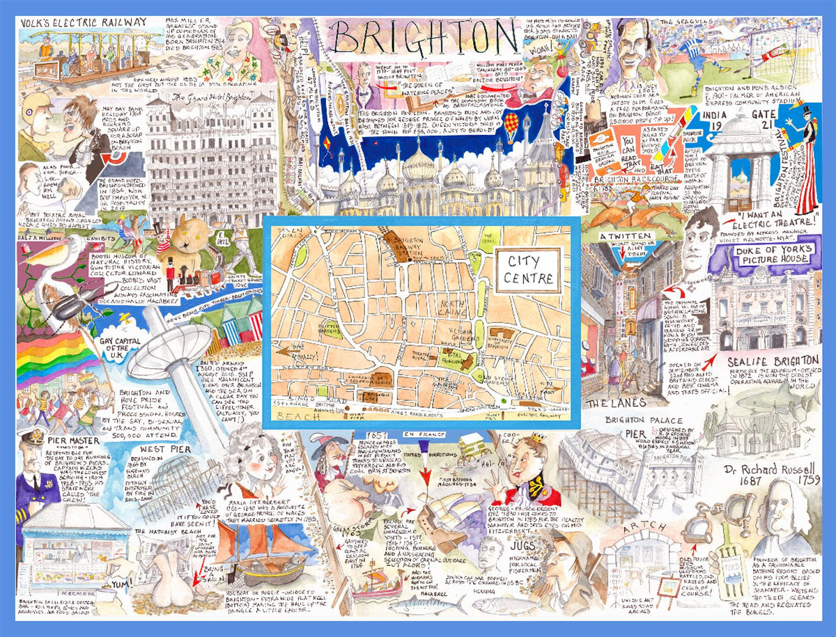 Tim Bulmer Brighton 1000 Piece Jigsaw Puzzle – Comical Map with Fun Facts & Landmarks