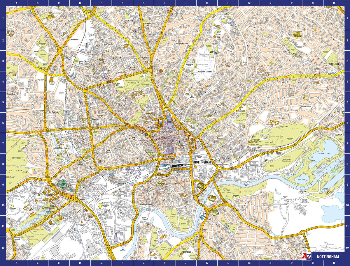 A to Z Map of Nottingham 1000 Piece Jigsaw Puzzle with Guide Print & Street Index – Jigsaw Map Gift
