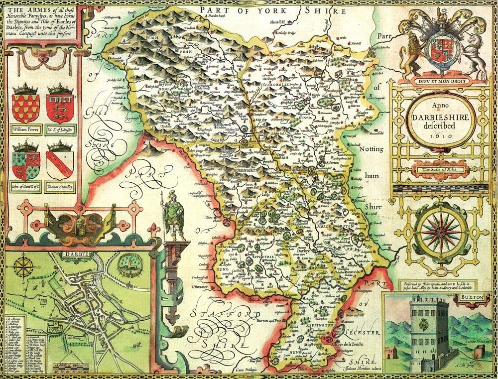 John Speed Derbyshire Historical Map 1000 Piece Jigsaw Puzzle (1610) with A3 Guide Print – Antique Map