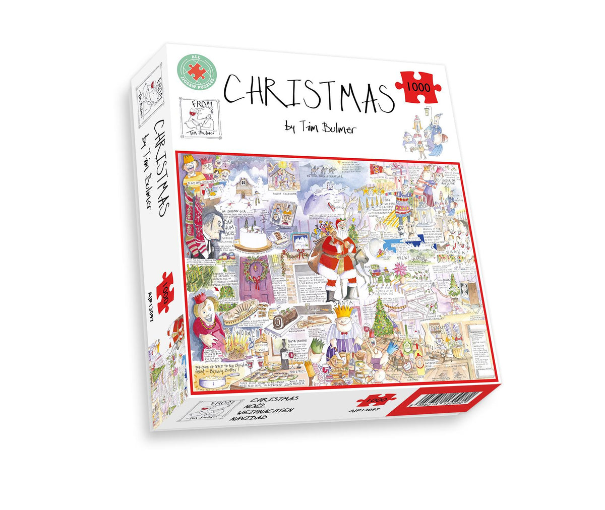 Tim Bulmer Christmas Fun Facts 1000 Piece Jigsaw Puzzle – Festive Illustrated Puzzle, 66 x 50cm