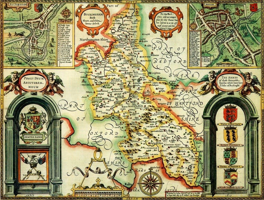 John Speed Buckinghamshire Historical Map 1000 Piece Jigsaw Puzzle with Free A3 Print – 1610 Atlas County Map
