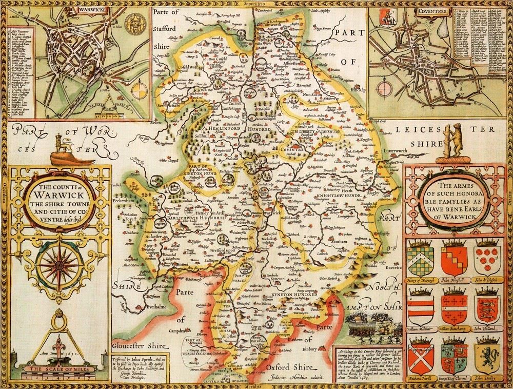 John Speed Warwickshire Historical Map 1000 Piece Jigsaw Puzzle with Free A3 Print – 1610 Atlas County Map
