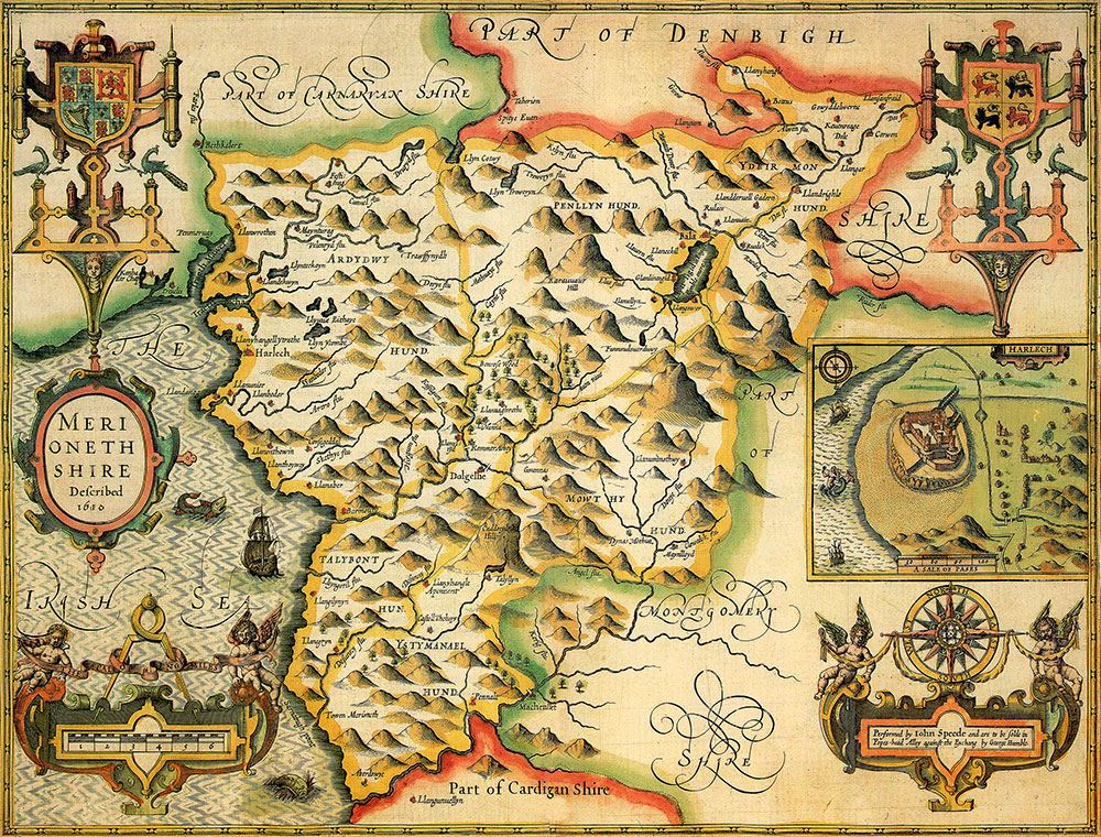 John Speed Historical Map of Merionethshire 1000 Piece Jigsaw Puzzle – 1610 County Map, Free A3 Guide Print