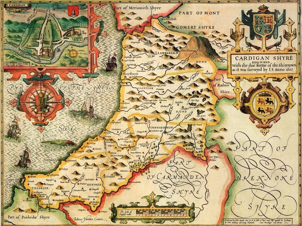 John Speed Historical Map of Cardiganshire 1000 Piece Jigsaw Puzzle – 1610 County Map, Free A3 Print
