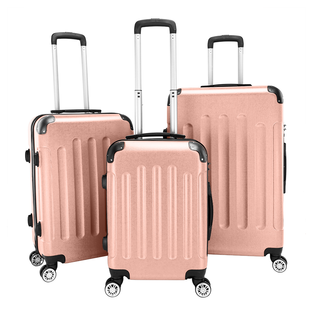 3 Piece Lightweight ABS Spinner Luggage Set with Carry-On Case & 360° Wheels – Hard Shell Suitcases