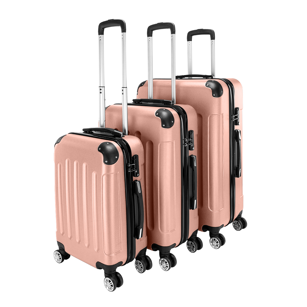 3 Piece Lightweight ABS Spinner Luggage Set with Carry-On Case & 360° Wheels – Hard Shell Suitcases