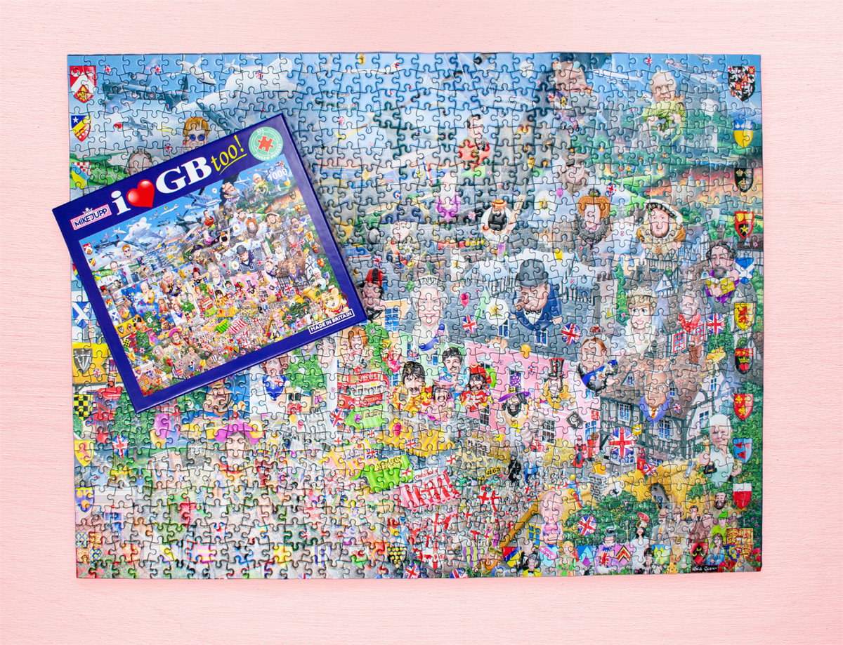 Mike Jupp I Love Great Britain Too! 1000 Piece Jigsaw Puzzle – Made in Britain, Recycled Board