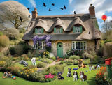 Dogs in a Spring Cottage Garden 1000 Piece Jigsaw Puzzle – Colourful Floral Dog Breeds Puzzle