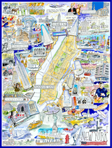 Tim Bulmer Map of New York City 1000 Piece Jigsaw Puzzle – Whimsical Illustrated Cartoon Map