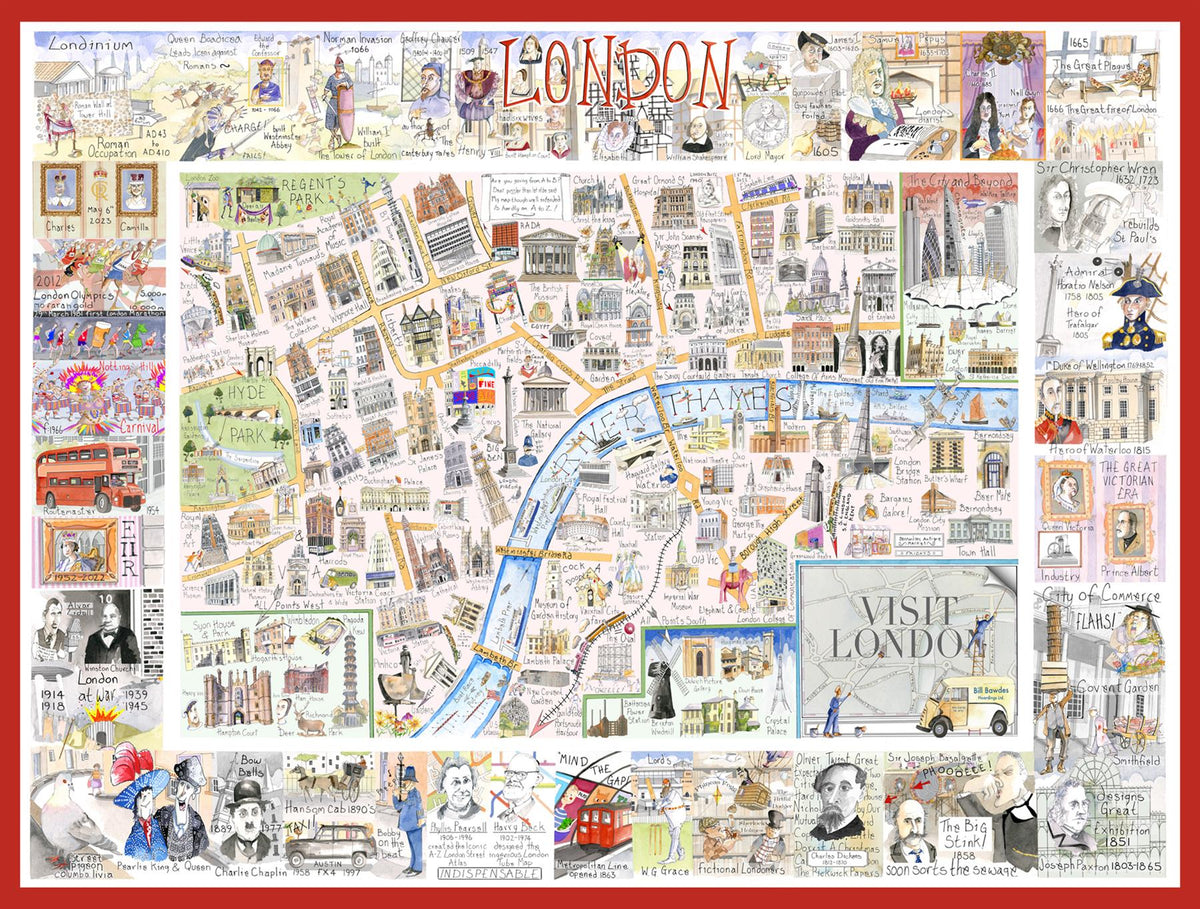 Tim Bulmer London 1000 Piece Jigsaw Puzzle – Comical Map with Landmarks & Cockney Humour
