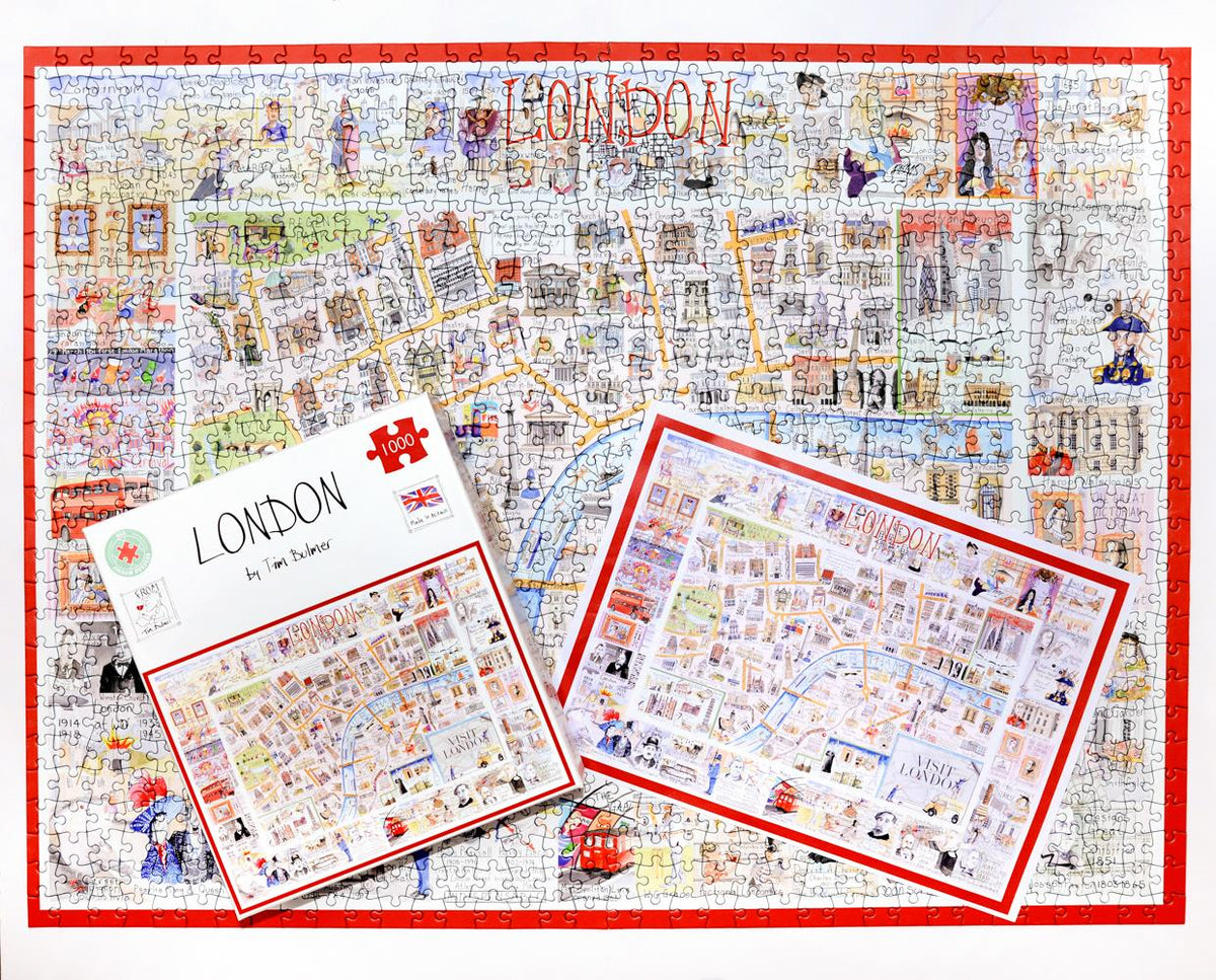 Tim Bulmer London 1000 Piece Jigsaw Puzzle – Comical Map with Landmarks & Cockney Humour