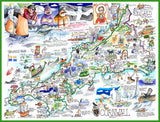 Tim Bulmer Cornwall 1000 Piece Jigsaw Puzzle – Funny Cornish Map with Pasties, Smugglers & St Piran