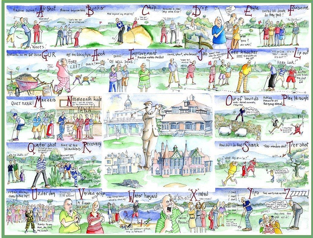 Tim Bulmer Golf 1000 Piece Jigsaw Puzzle – Humorous A-Z of Golfing Terms, 66 x 50cm