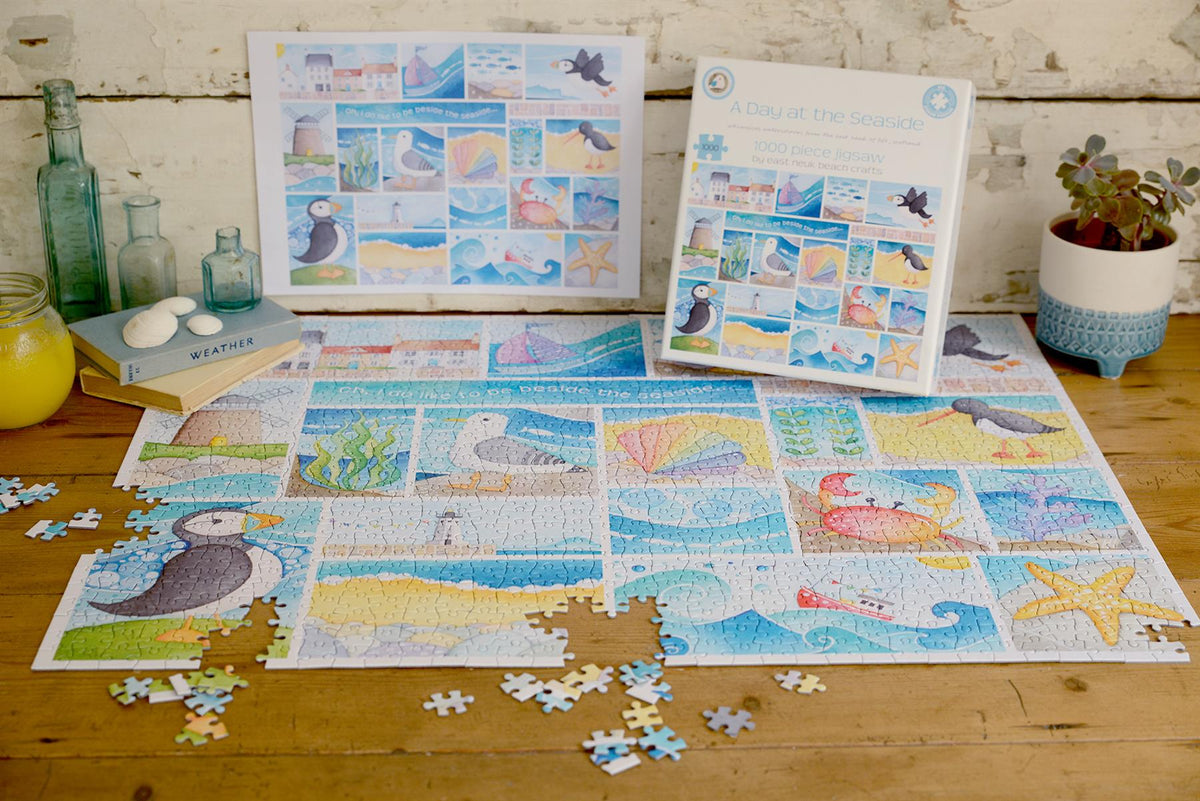 Louise Stocker A Day at the Seaside 1000 Piece Jigsaw Puzzle – Calming Coastal Illustration