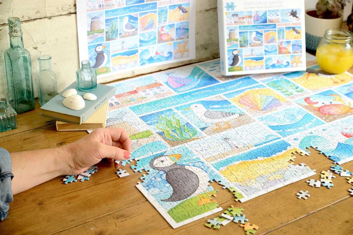 Louise Stocker A Day at the Seaside 1000 Piece Jigsaw Puzzle – Calming Coastal Illustration