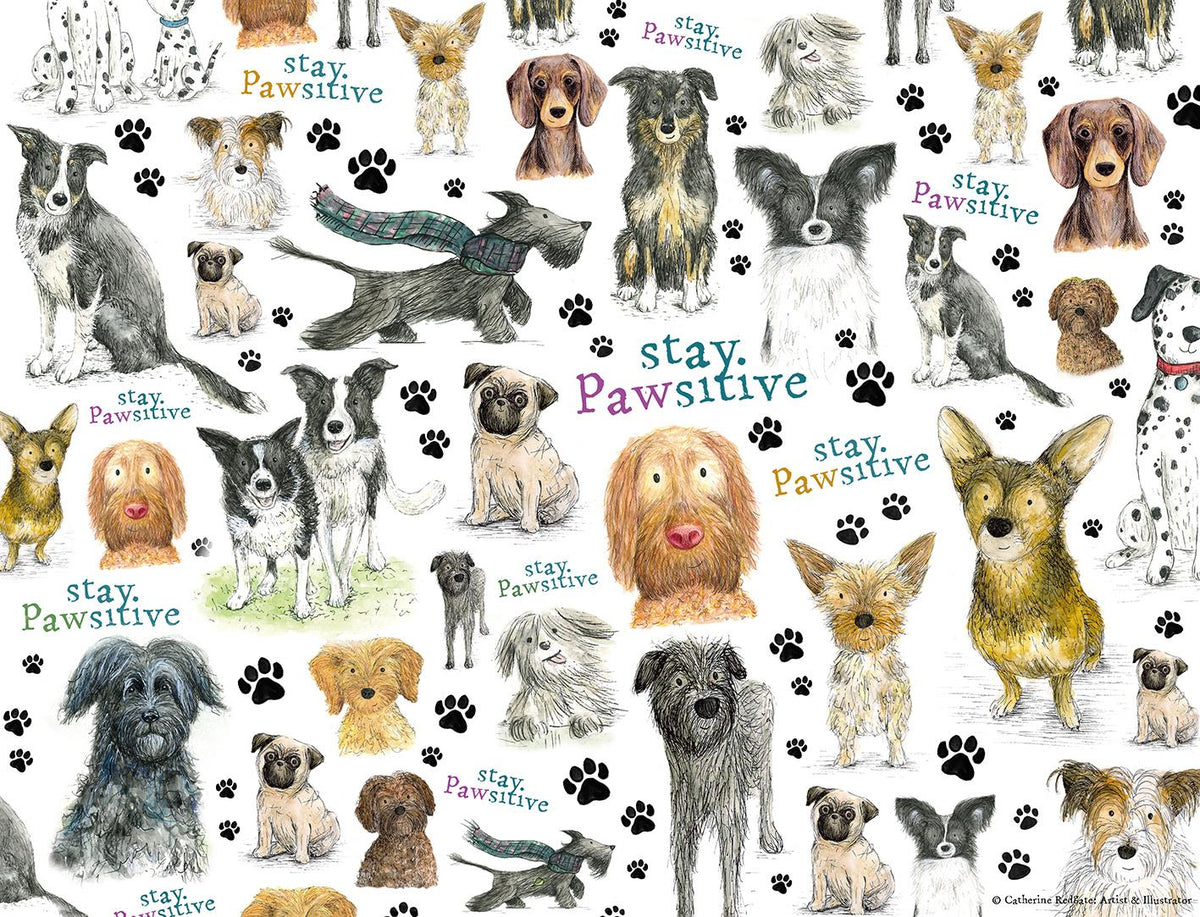 Stay Pawsitive 500 Piece Jigsaw Puzzle – Dog Lovers' Gift, Artwork by Catherine Redgate