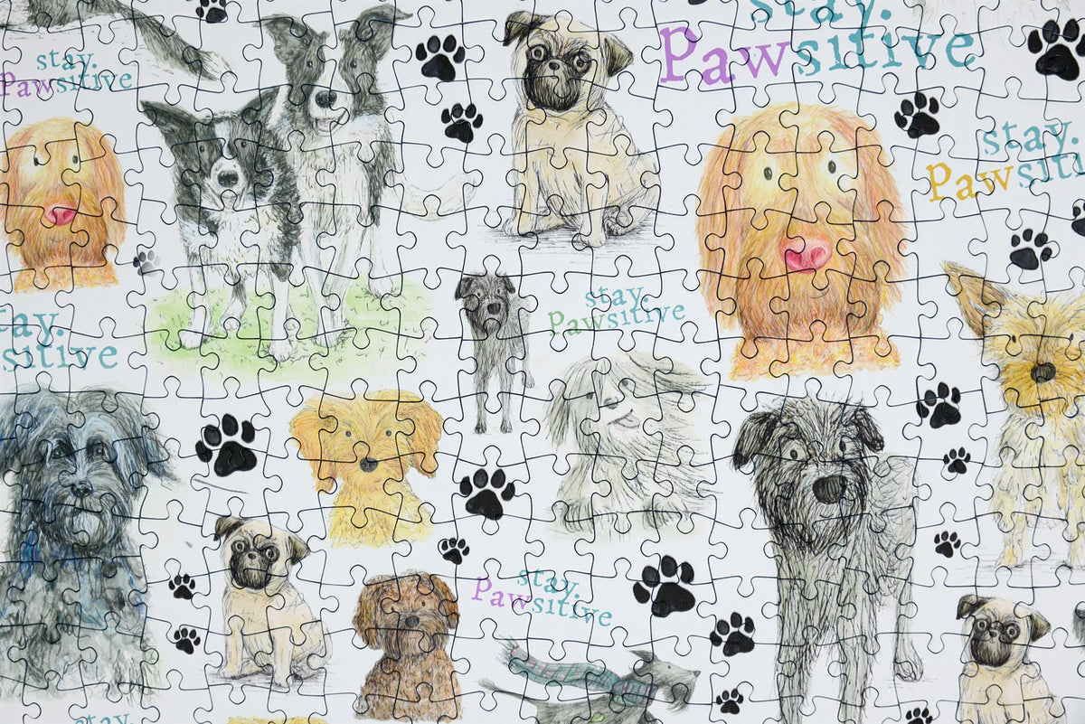 Stay Pawsitive 500 Piece Jigsaw Puzzle – Dog Lovers' Gift, Artwork by Catherine Redgate