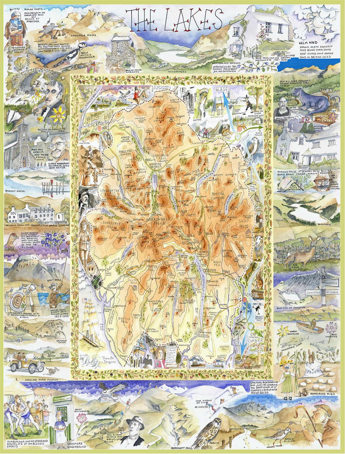 Tim Bulmer Lake District 1000 Piece Jigsaw Puzzle – Detailed Illustrated National Park Map